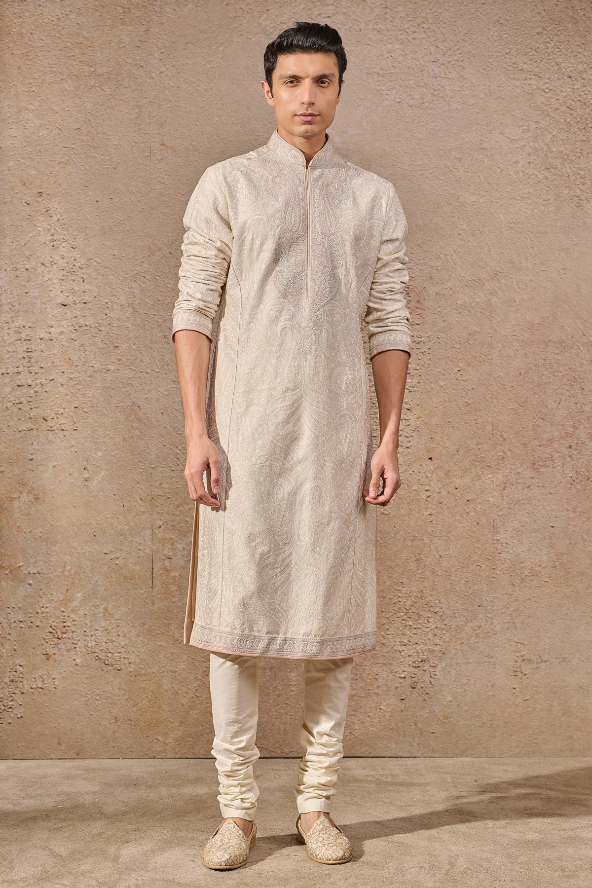 Languid Summer Self Textured Embroidered Kurta - Only Kurta