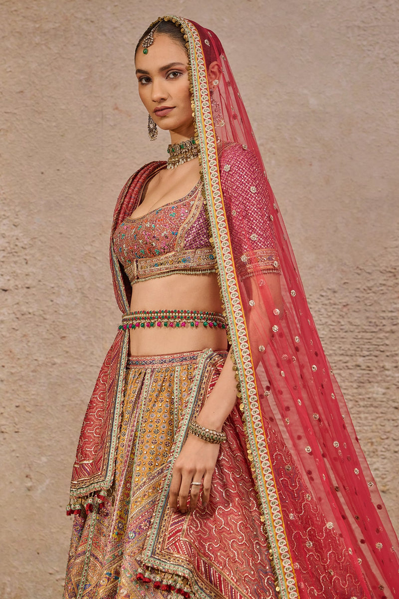 Kashida Hand-embroidered bridal lehenga