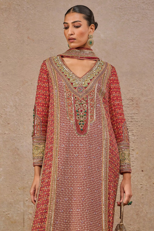 Navratna bejewelled kurta churidar set