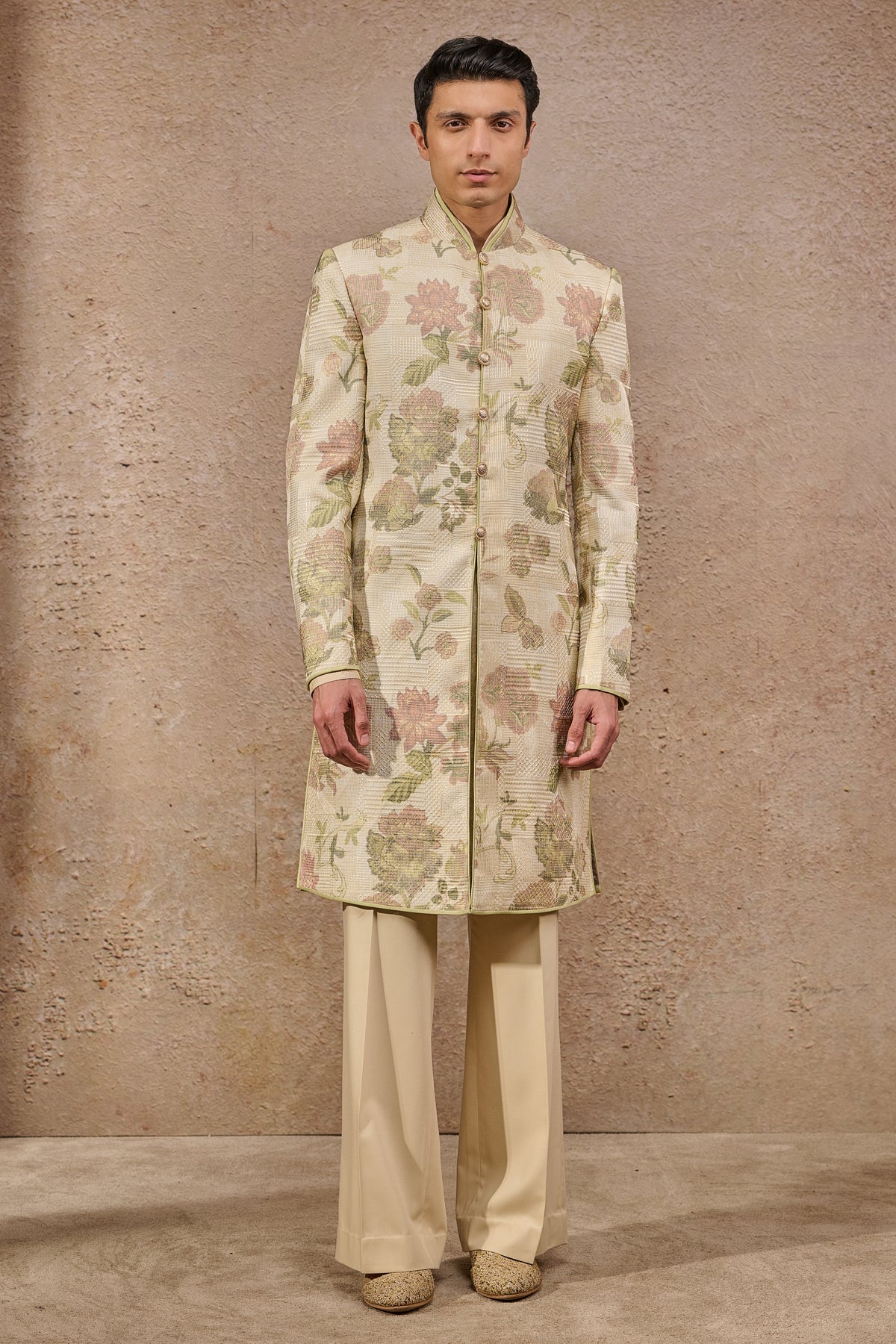 Languid Summer Classic Floral Motif Sherwani - Only Sherwani