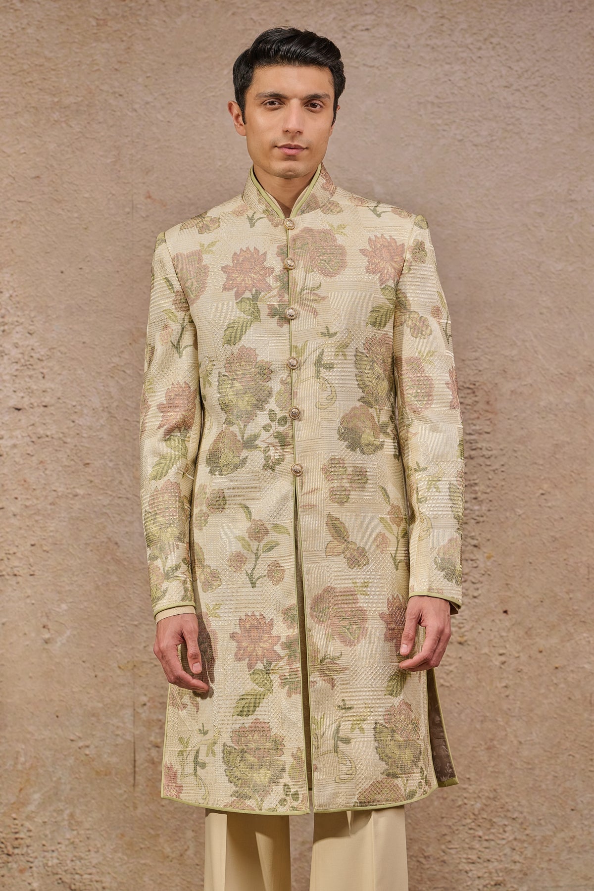 Languid Summer Classic Floral Motif Sherwani - Only Sherwani