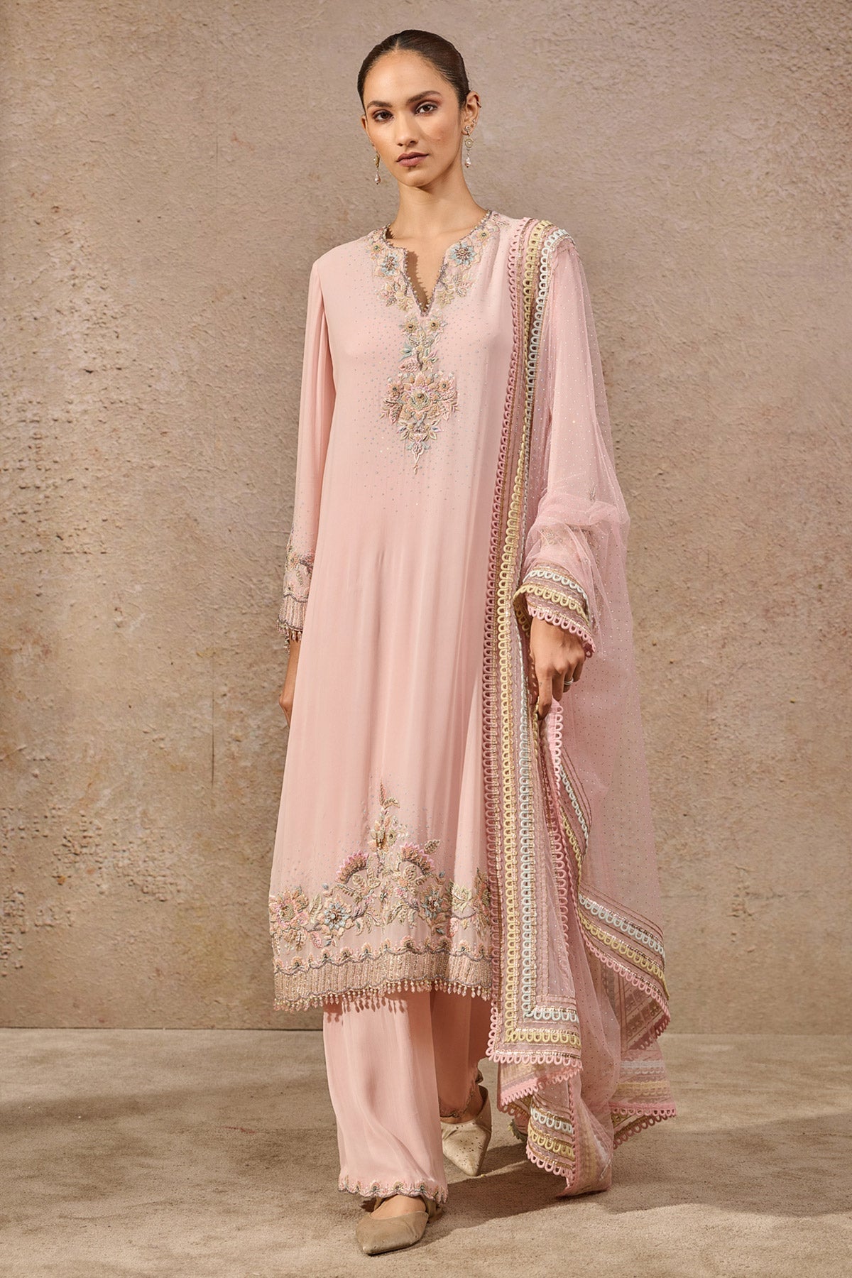 Languid Summer Floral Embroidered Suit Set