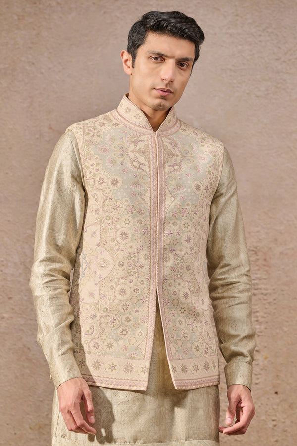 Hand-Embroidered Floral Motif Waistcoat