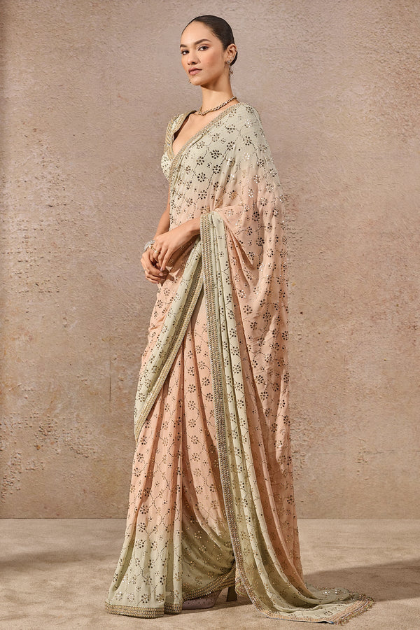 Ombre mukaish saree