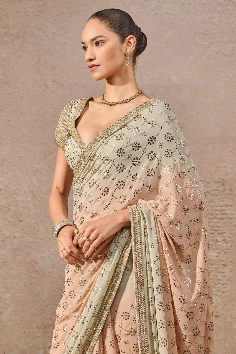 Ombre mukaish saree