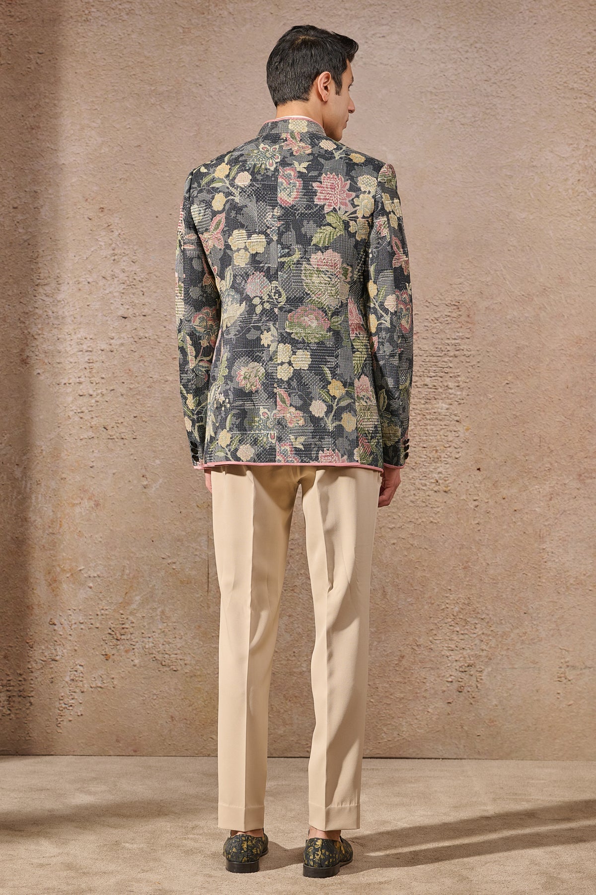 Languid Summer Textured Floral Bandhgala - Only Bandhgala