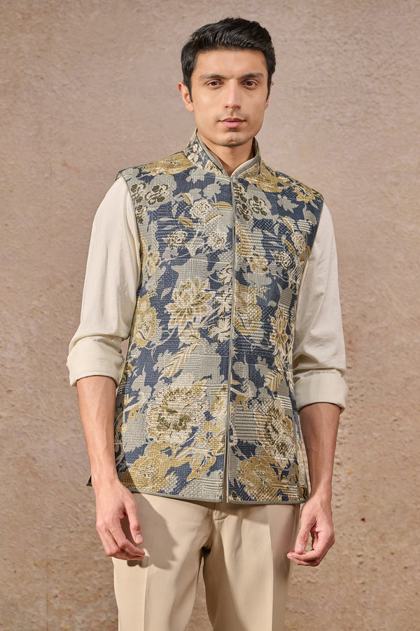 Textured Floral Waistcoat