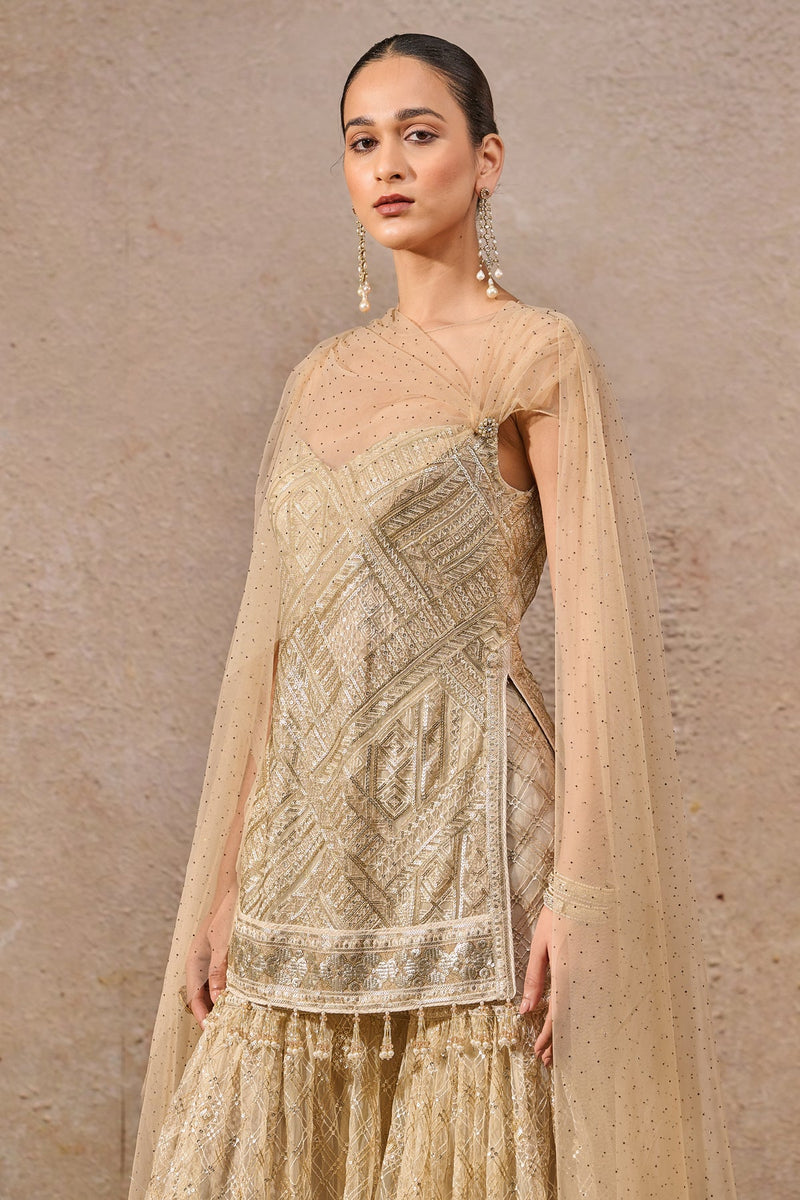 Crystal Draped Sharara Set