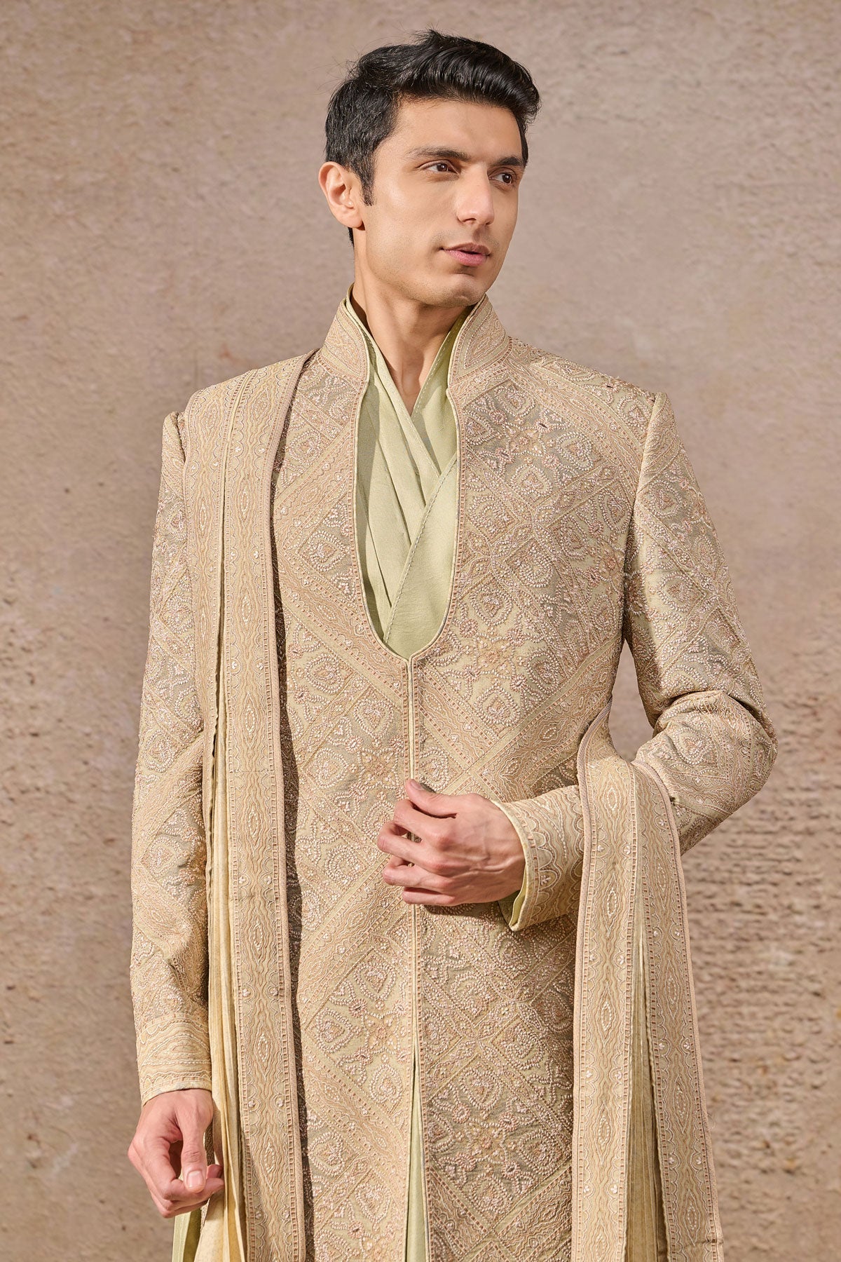 Languid Summer Multicolor Thread Embroidery Sherwani - Only Sherwani