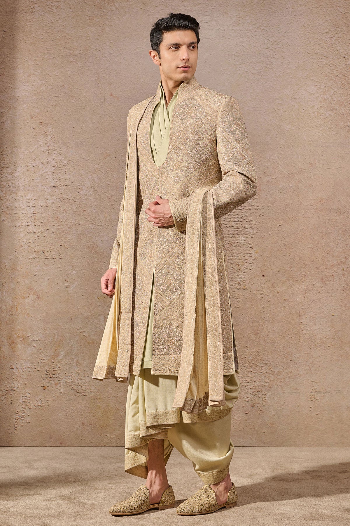 Languid Summer Multicolor Thread Embroidery Sherwani - Only Sherwani
