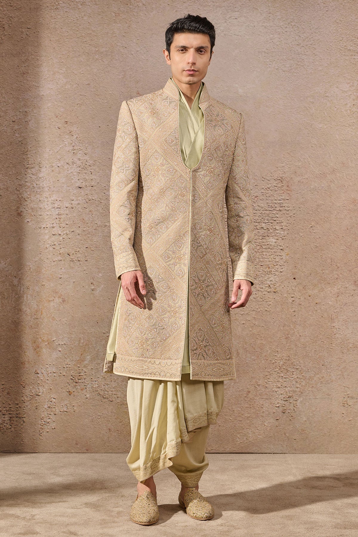 Languid Summer Multicolor Thread Embroidery Sherwani - Only Sherwani