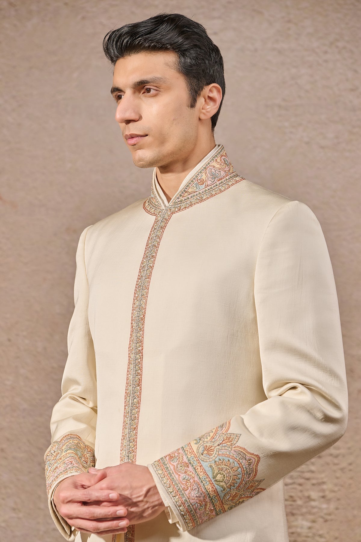 Languid Summer Classic Thread Work Embroidered Sherwani