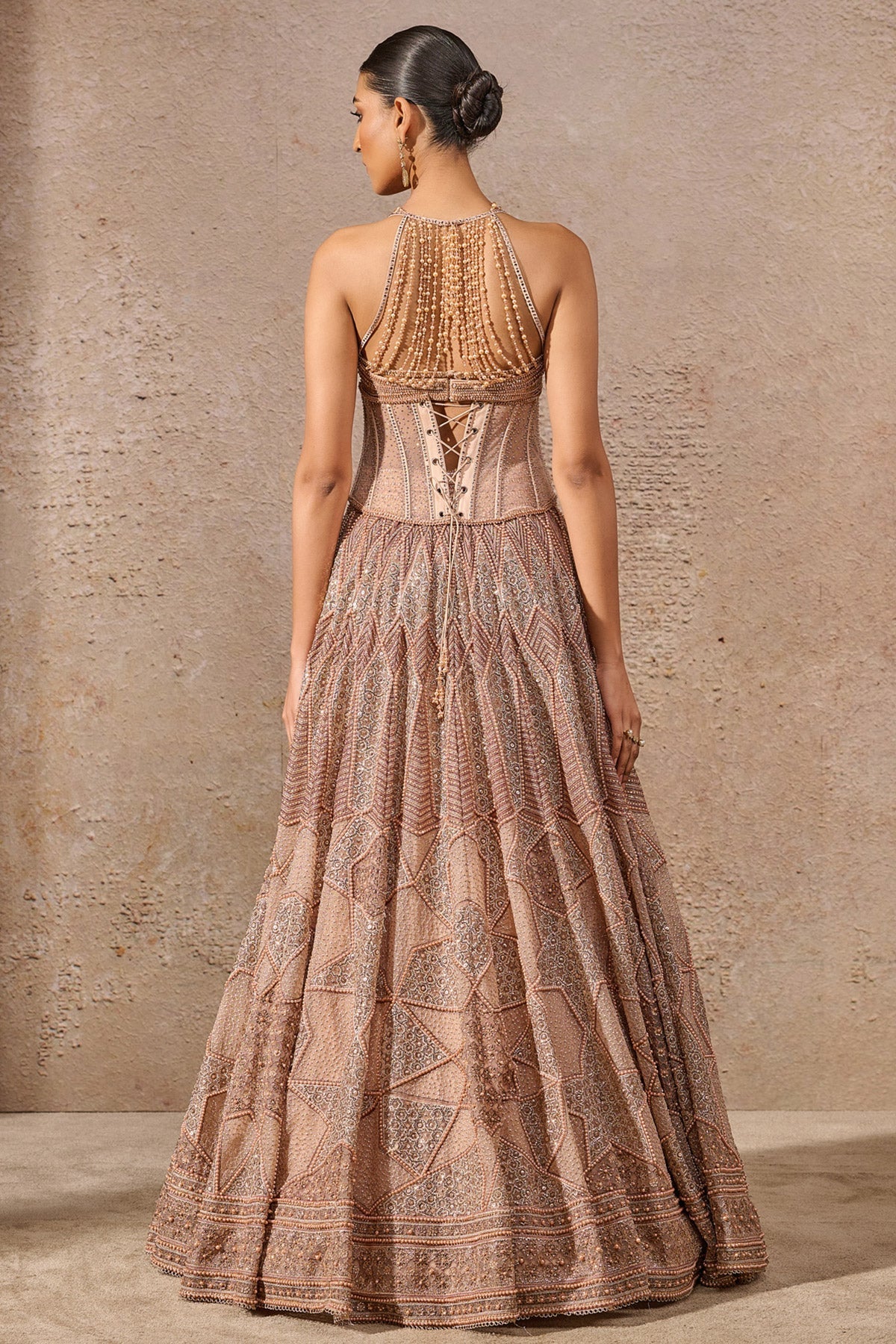 Pearl And Sequin Embroidered Flared Lehenga