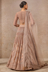 Pearl and sequin embroidered flared lehenga