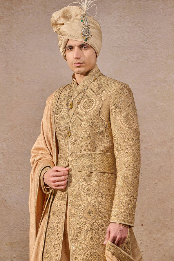 Classic Groom Hand- Embroidered Sherwani