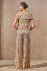 Hand-Embroidered Floral Jacket & Jumpsuit Set