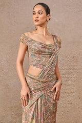 Printed Off-Shoulder Concept Saree