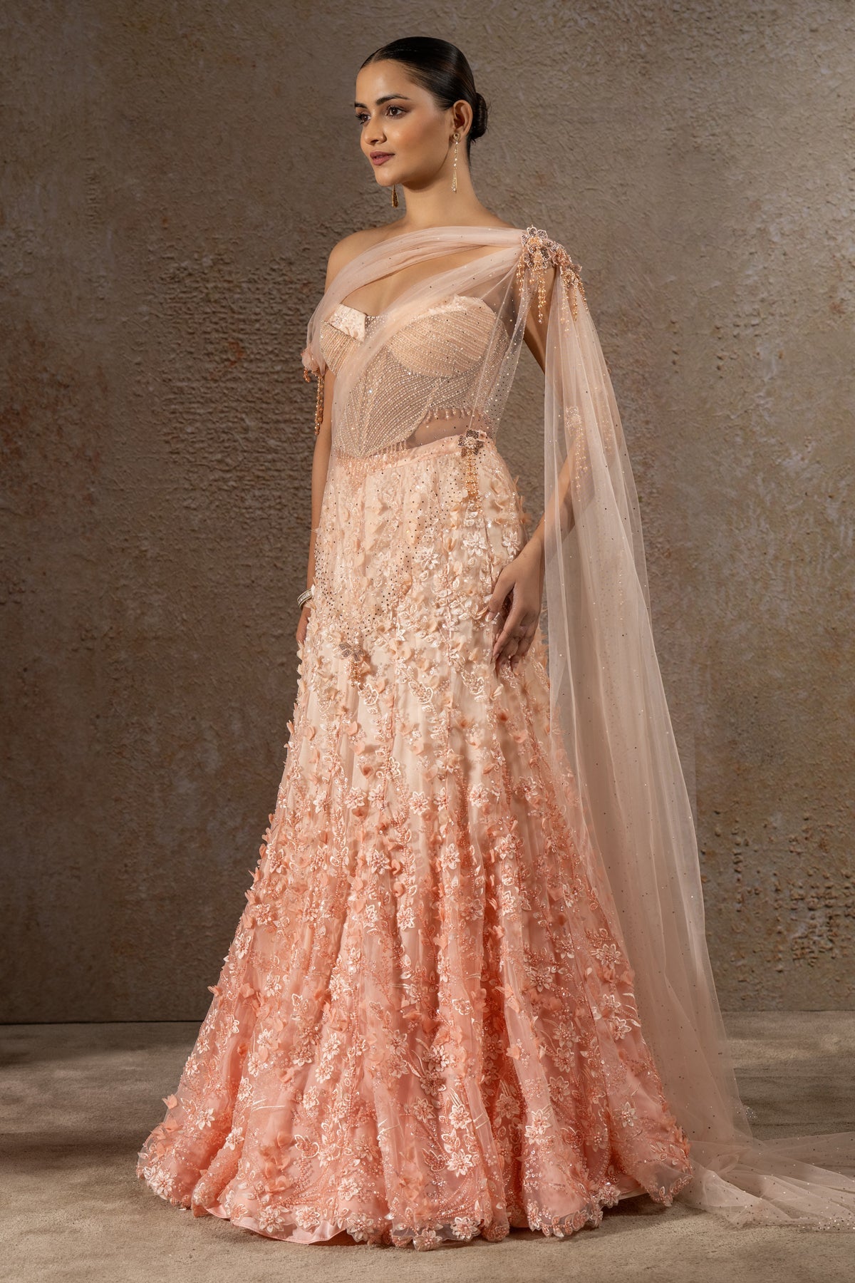 Pearl Embroidered Lehenga Saree