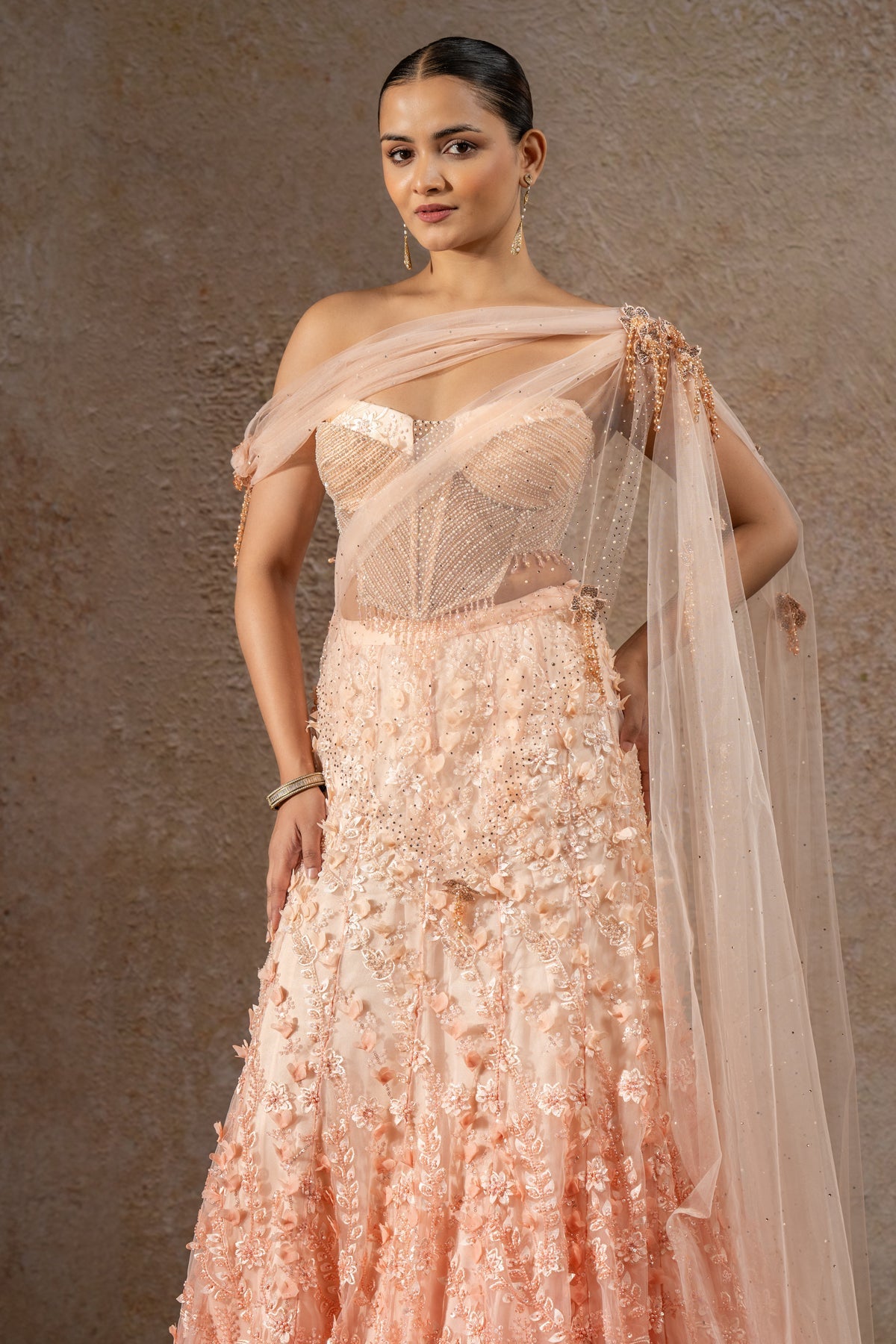 Pearl Embroidered Lehenga Saree