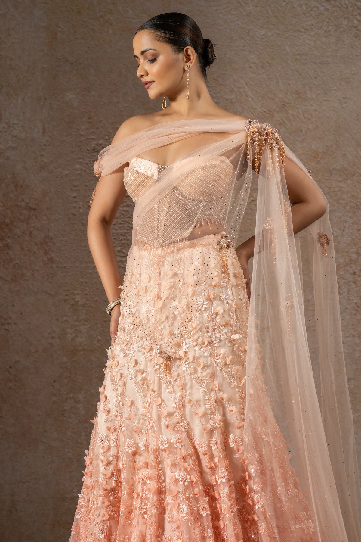 Pearl Embroidered Lehenga Saree