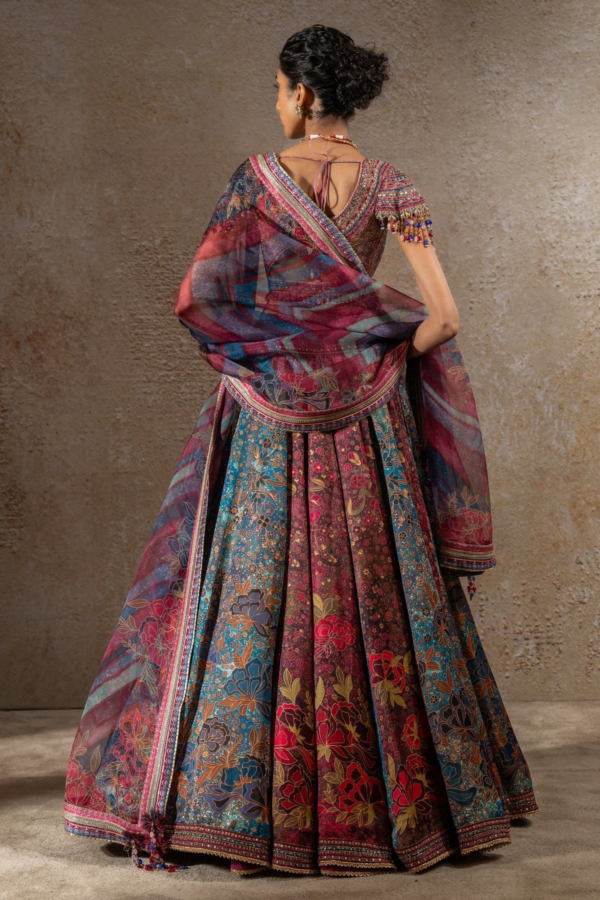Golden Light Floral Printed Lehenga with Dupatta