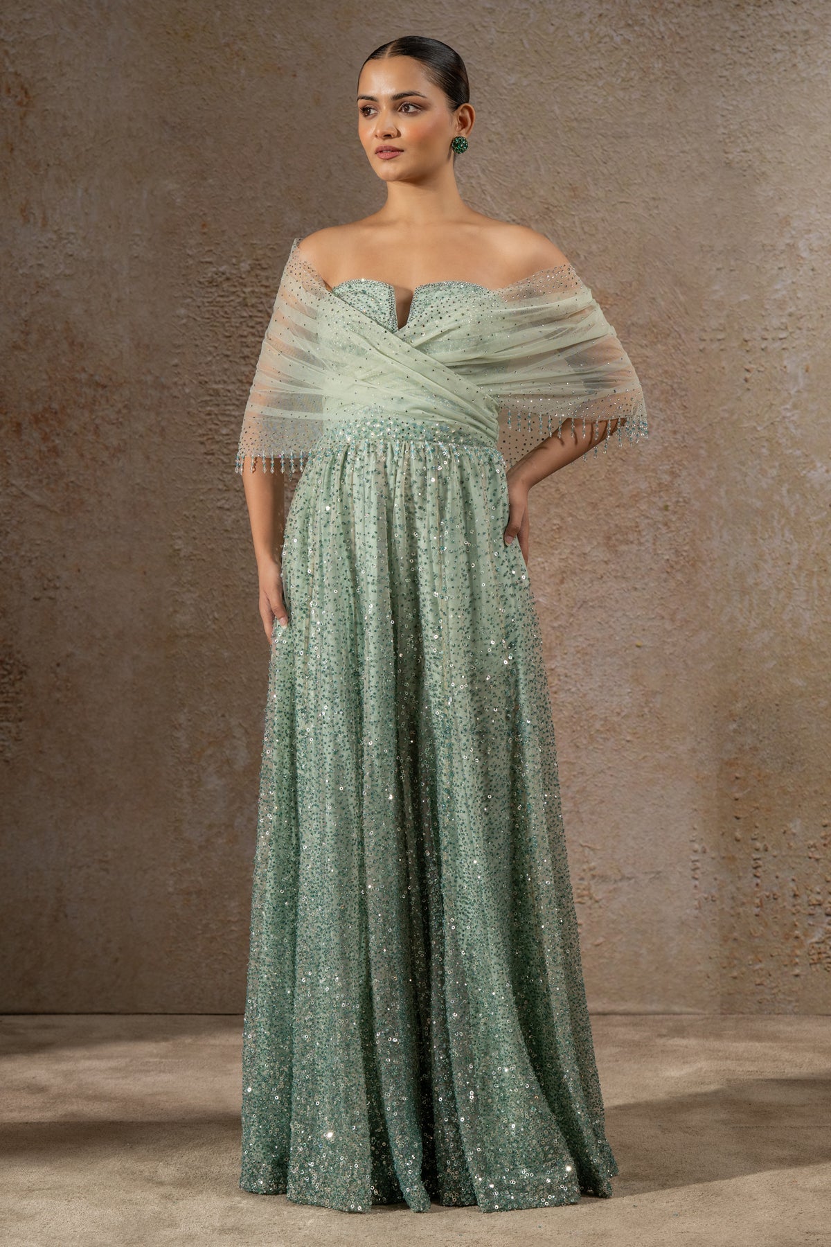 Crystal and sequin-embroidered jumpsuit