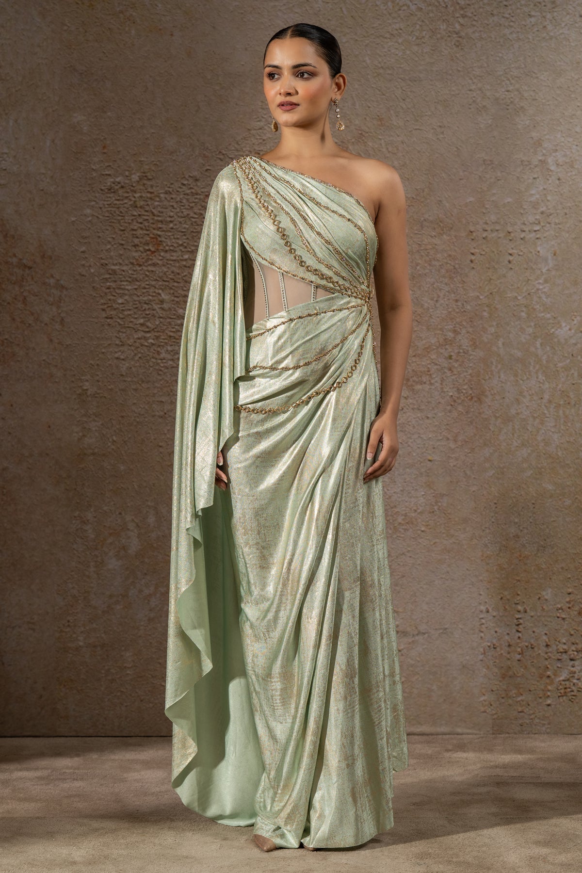 Golden Light Structured drape dress