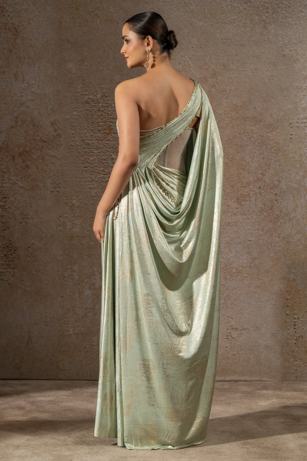 Golden Light Structured drape dress