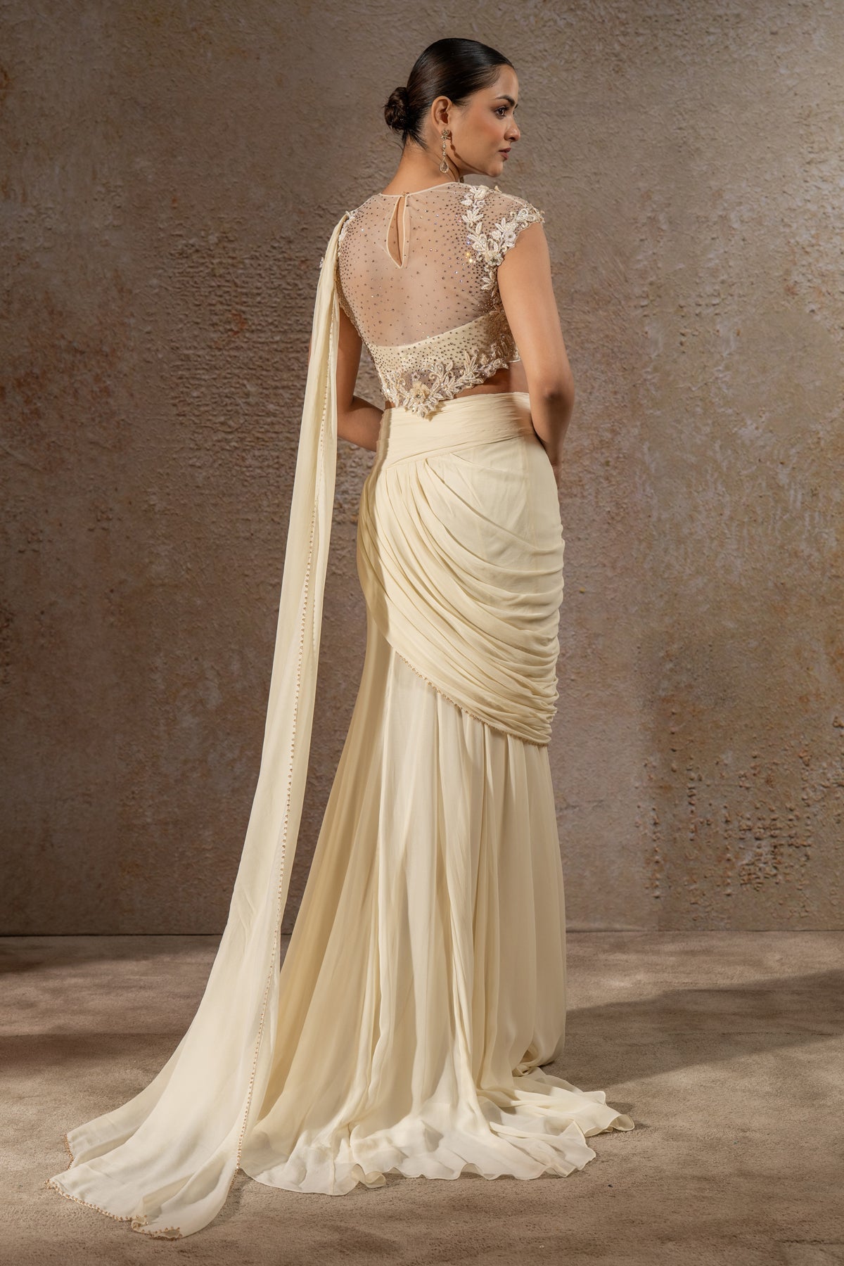 Golden Light Concept Saree with Embroidered Blouse