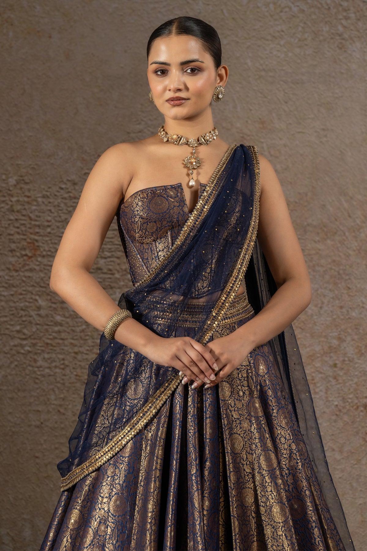 Brocade Lehenga & Corset Set