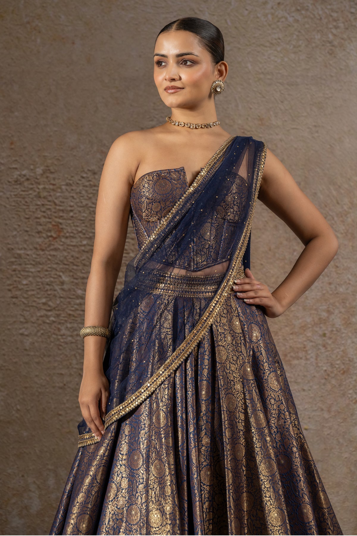Brocade Lehenga & Corset Set