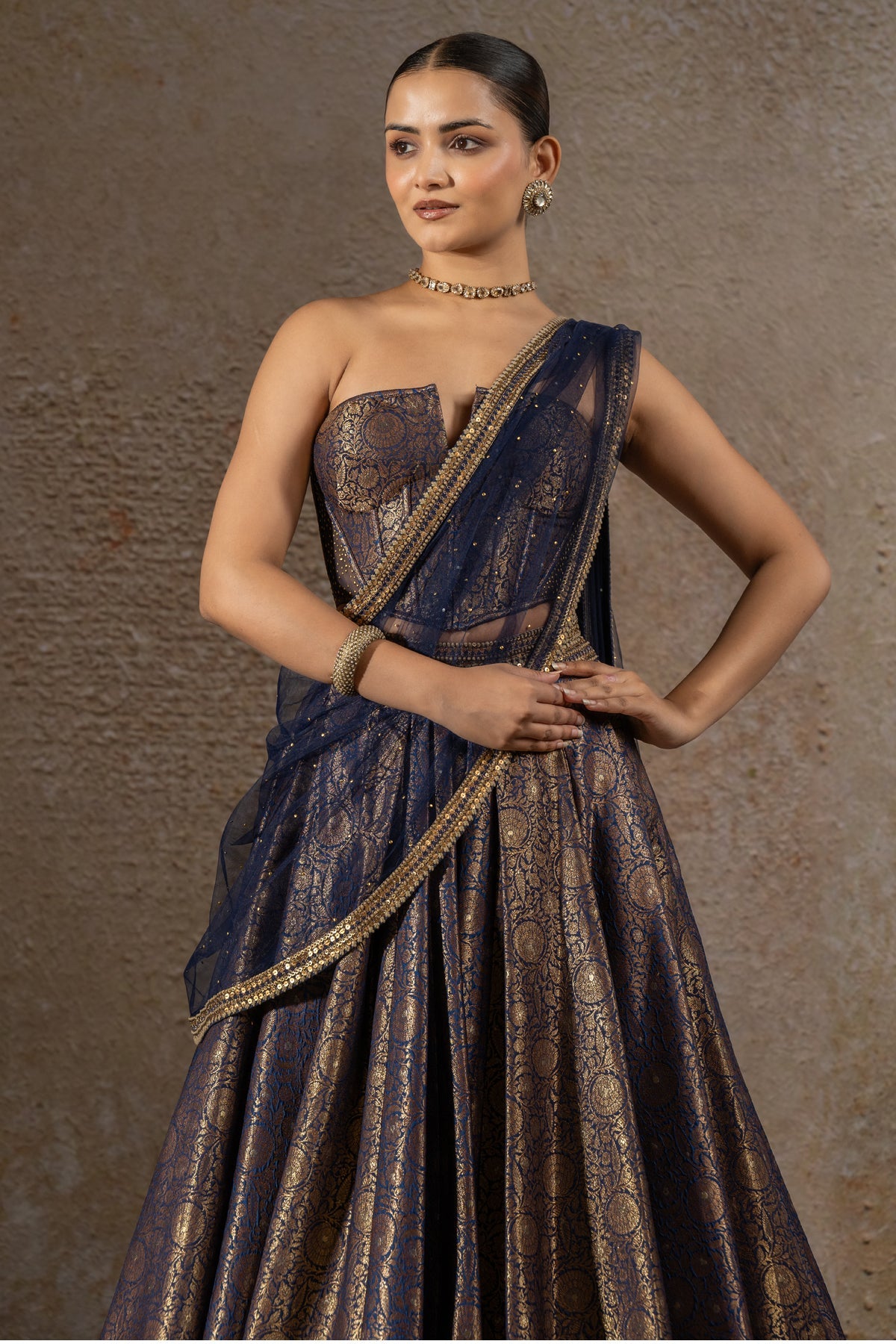 Brocade Lehenga & Corset Set