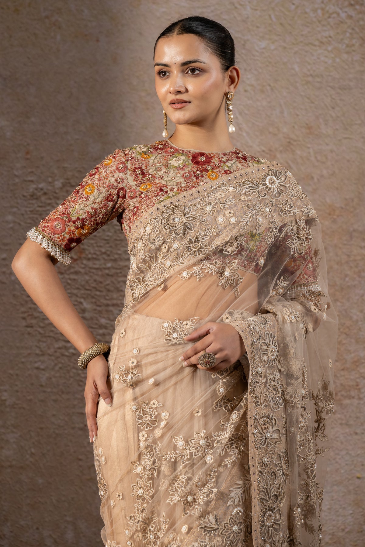 Resham Embroidered Saree