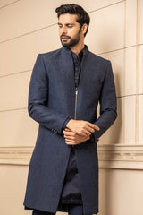 Quilted Sherwani With Metallic Zipper