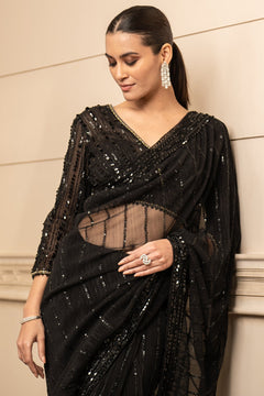Sequined Saree With Matching Blouse