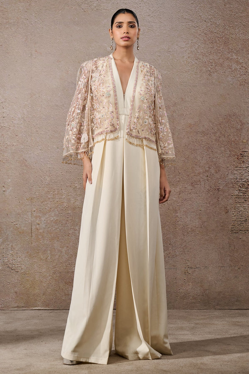 Hand-Embroidered Floral Cape