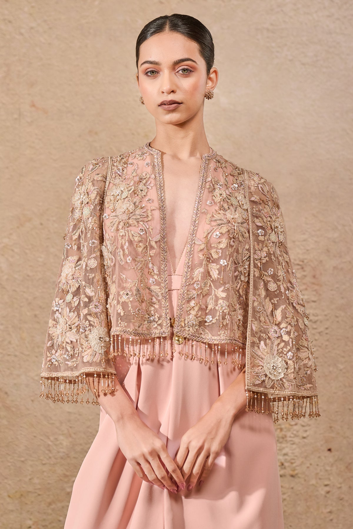 Languid Summer Hand Embroidered Floral Cape