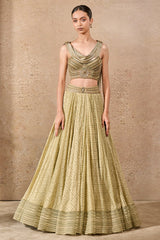 Cowl Drape Bustier & Textile Lehenga