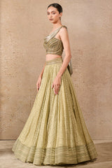 Cowl Drape Bustier & Textile Lehenga