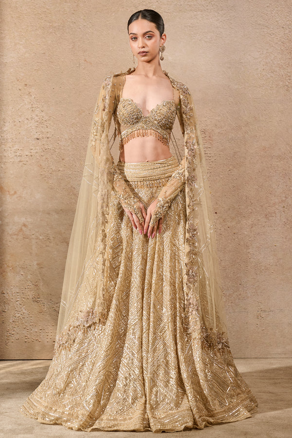 Pearl and sequin embroidered lehenga