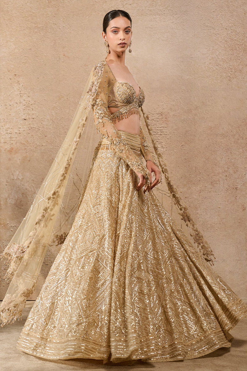 Pearl and sequin embroidered lehenga