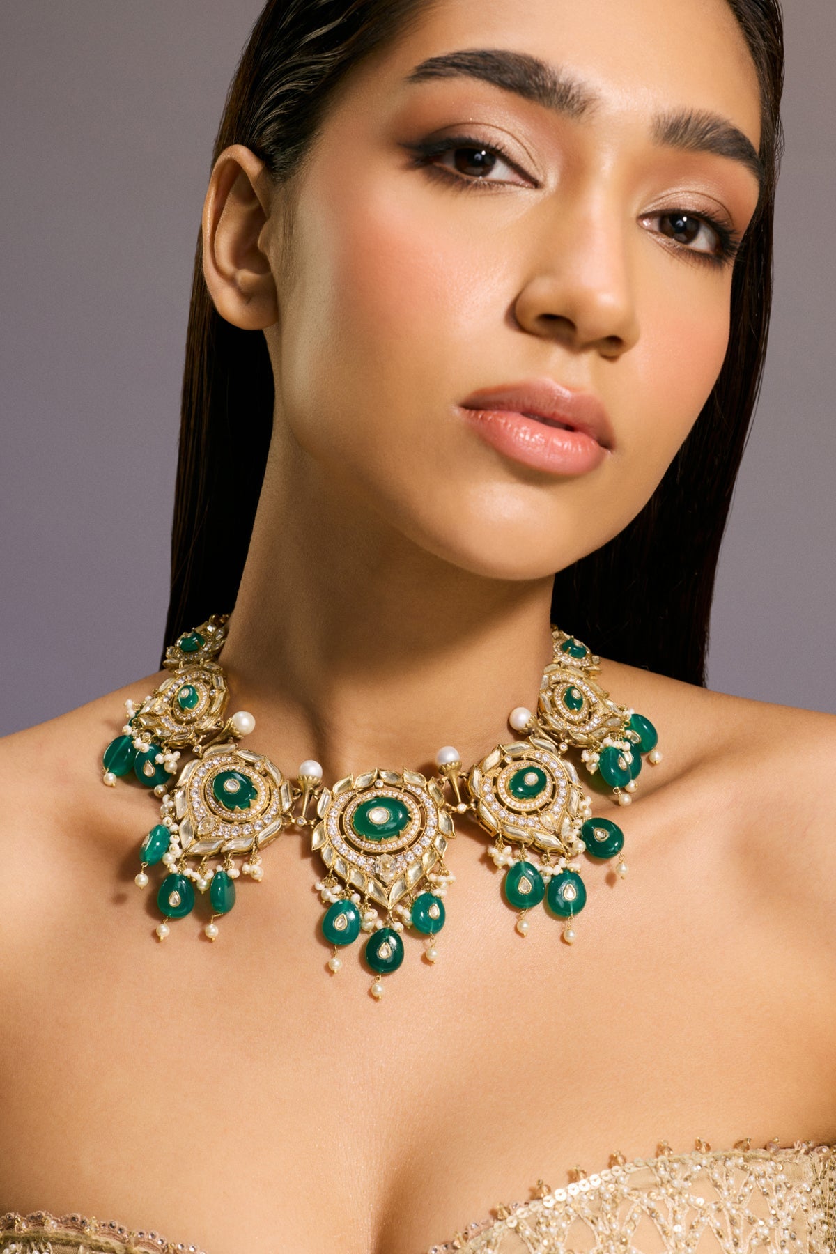 Emerald Silver Necklace – Tarun Tahiliani