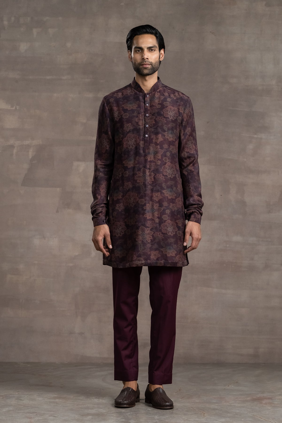 Floral Printed Silk Kurta