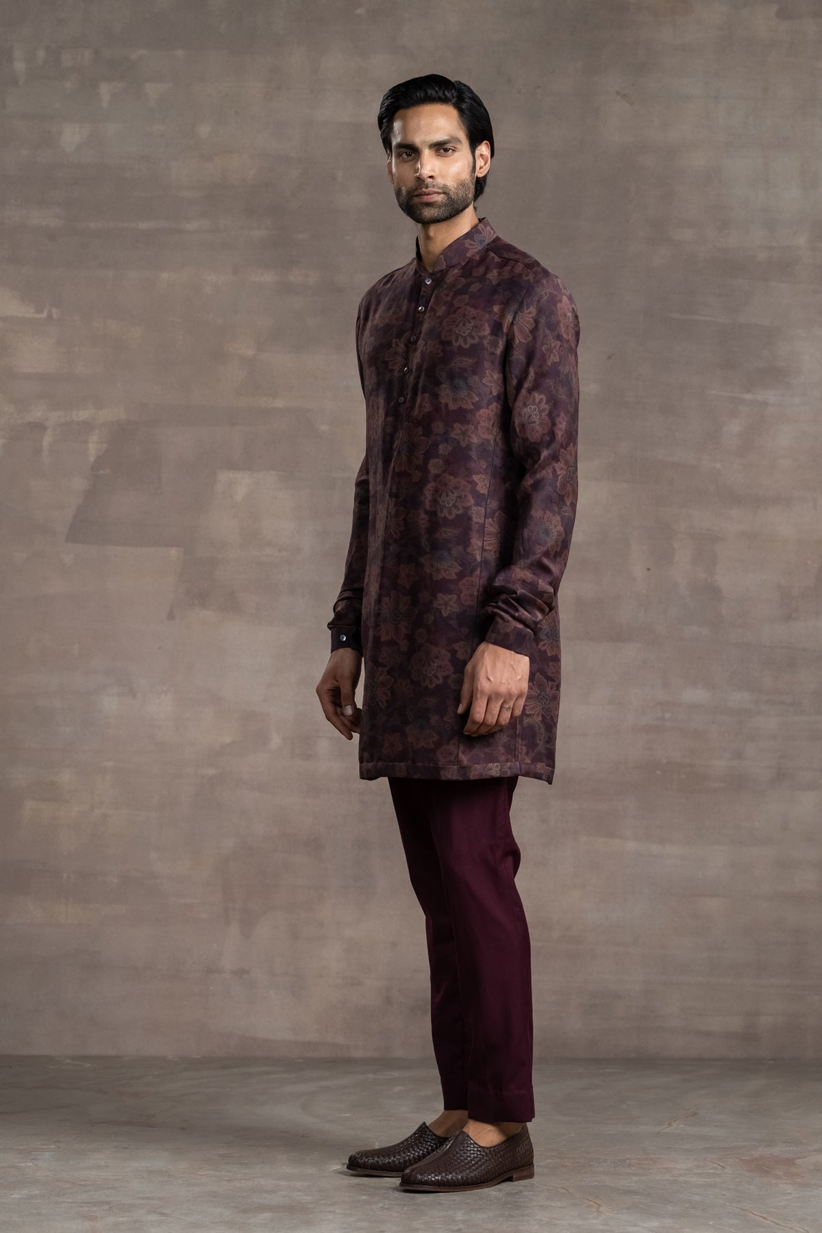 Floral Printed Silk Kurta