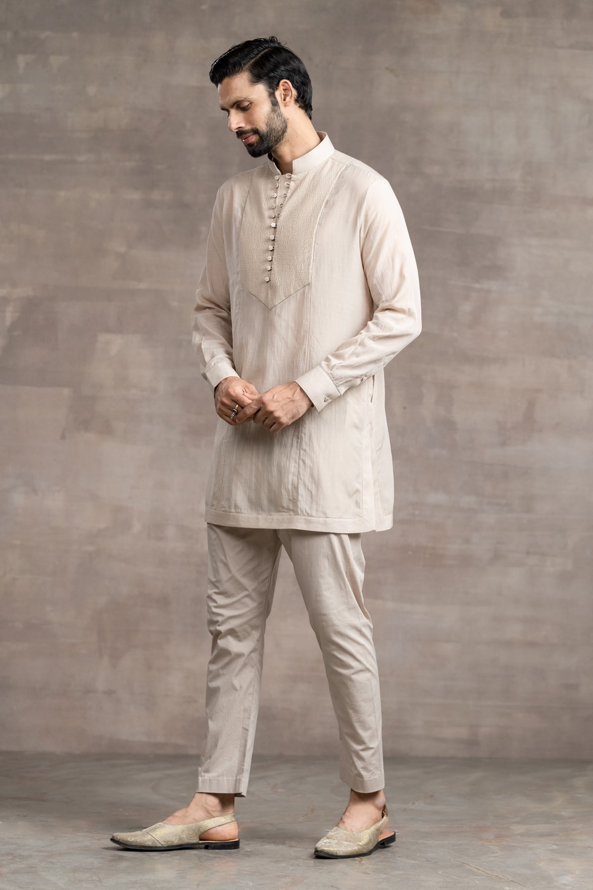 Short Kurta Paired With Matching Aligarhi Pants