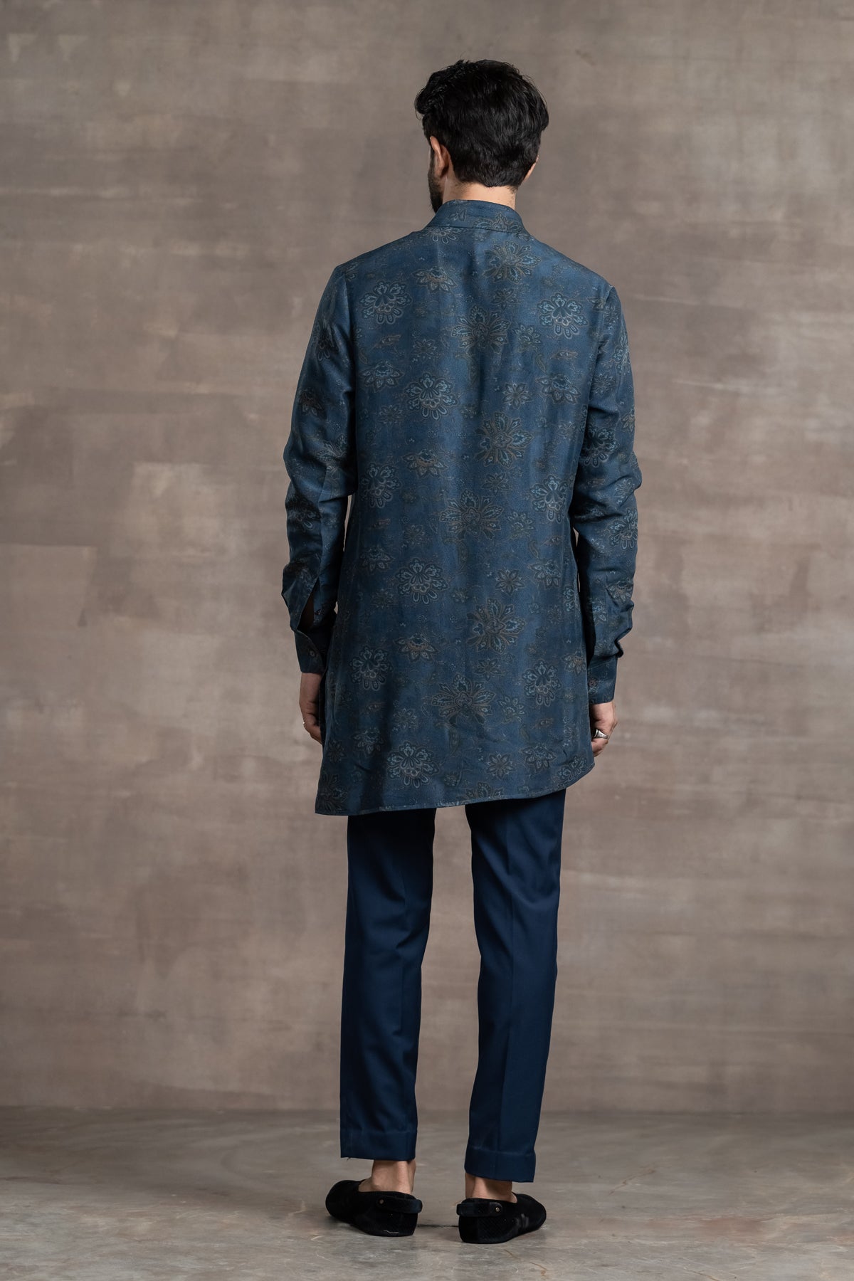 Floral Printed Silk Kurta