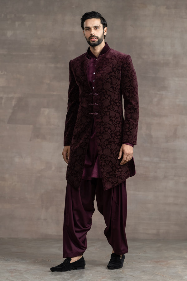 Etched Velvet Sherwani