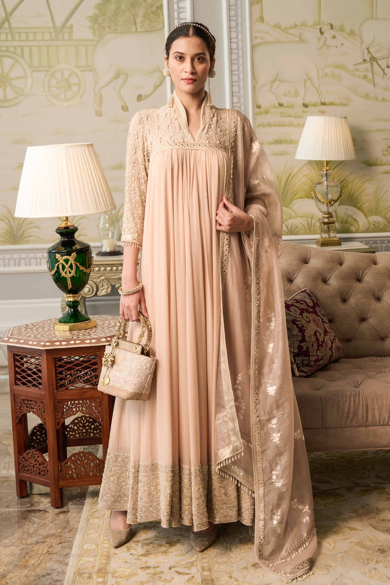 Chikan Anarkali, Churidar, And Dupatta