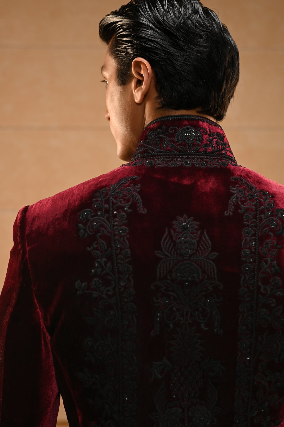 Embroidered Velvet Bandhgala Set
