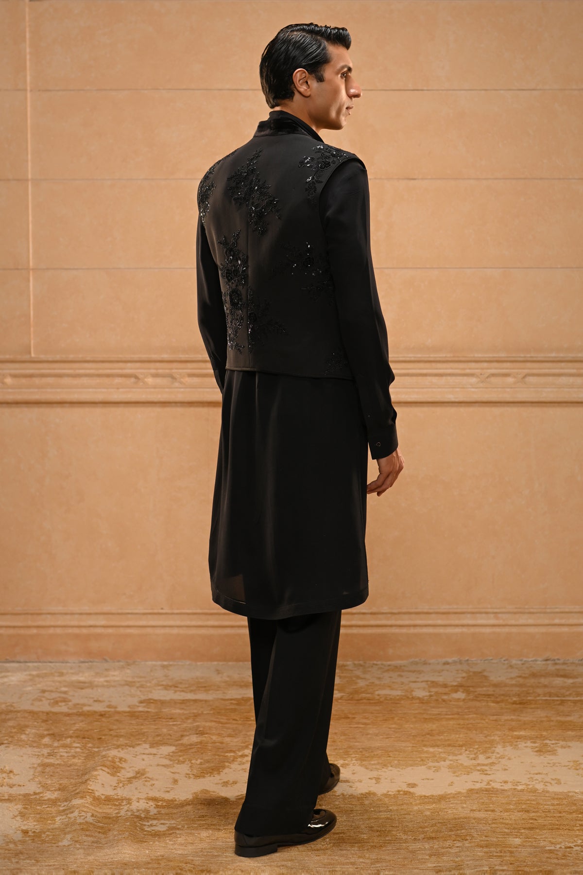 Draped Kurta waistcoat set